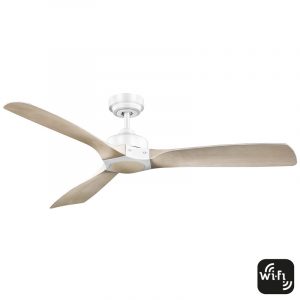 Mercator Ikuu Minota Smart DC Ceiling Fan with Remote - White and Light Timber 52"