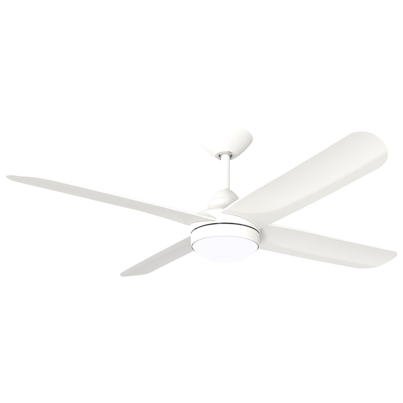 X-Over 4 Blade DC Ceiling Fan with CCT LED Light - White 52" (Wall Control)