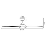 Amari DC Ceiling Fan with LED 52 Dimensions