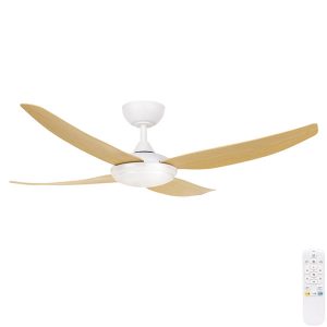 Brilliant Amari DC Ceiling Fan Remote with Dimmable CCT LED Light - White & Oak 52"