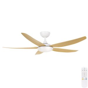 Brilliant Amari DC Ceiling Fan Remote with Dimmable CCT LED Light - White & Oak 56"