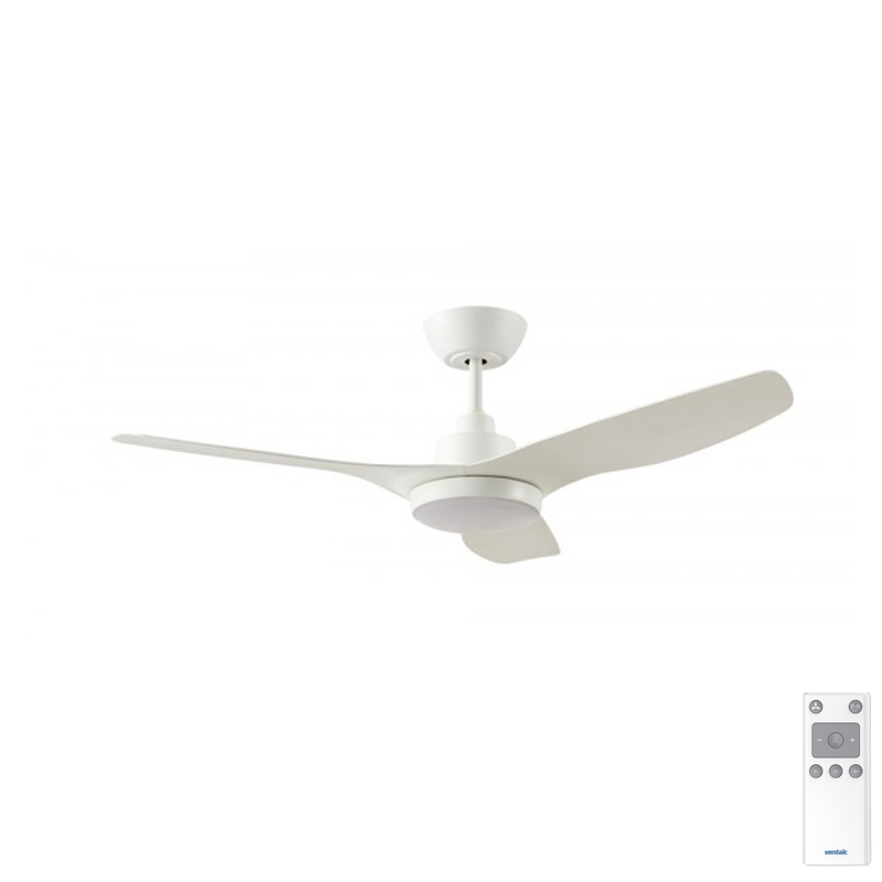 Ventair DC3 Ceiling Fan with CCT LED Light & Remote Control - White 48"