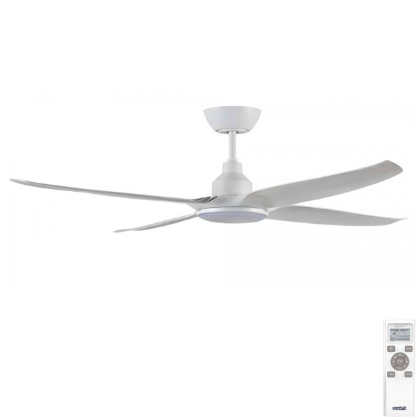 Ventair Skyfan 4 Blade DC Ceiling Fan with CCT LED Light - White 56"