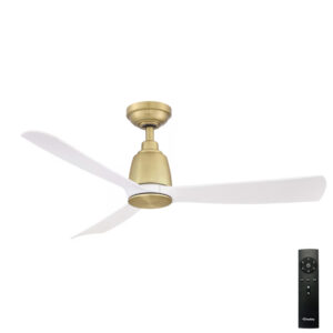 Kute 3 Blade DC Ceiling Fan with Remote - Satin Brass White 44"