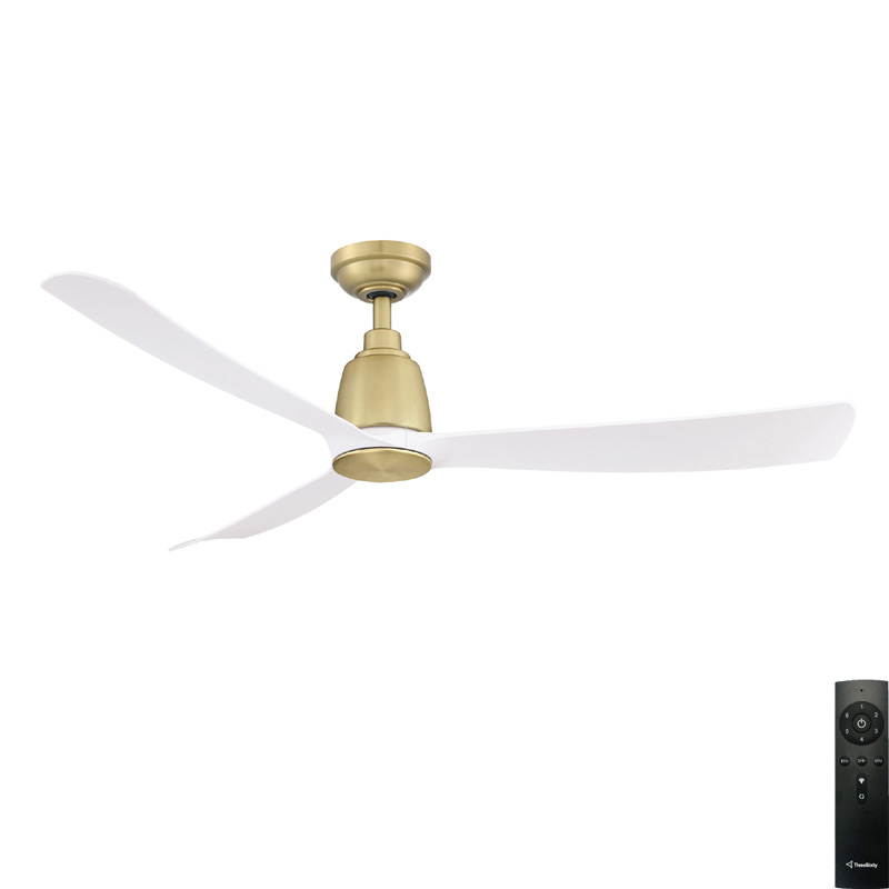 Kute 3 Blade DC Ceiling Fan with Remote - Satin Brass White 52"