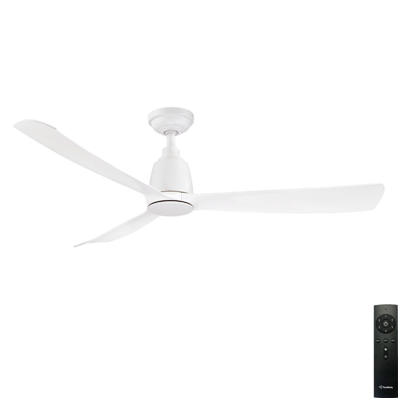 Kute 3 Blade DC Ceiling Fan with Remote - White 52"
