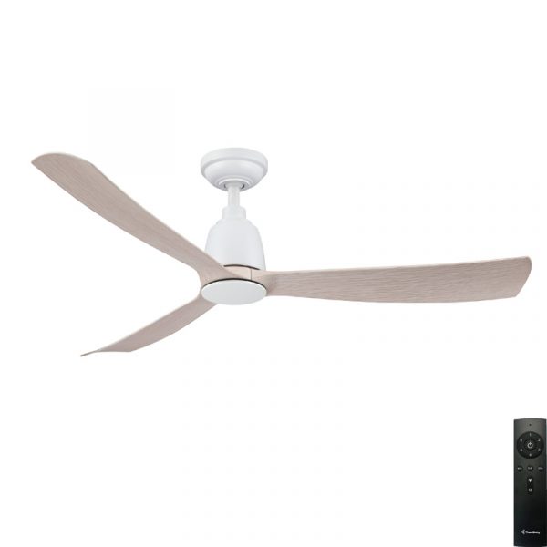 Kute 3 Blade DC Ceiling Fan with Remote - White Washed Oak 52"