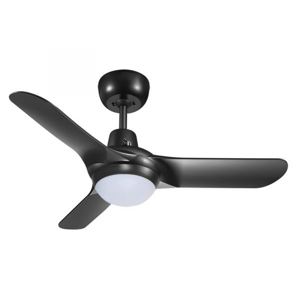 Spyda Ceiling Fan With Wall Control and CCT LED Light - Matte Black 36"