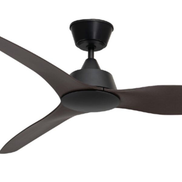 Mercator Guardian IP55 DC Ceiling Fan with Remote - Black with Dark Timber Blades 56"
