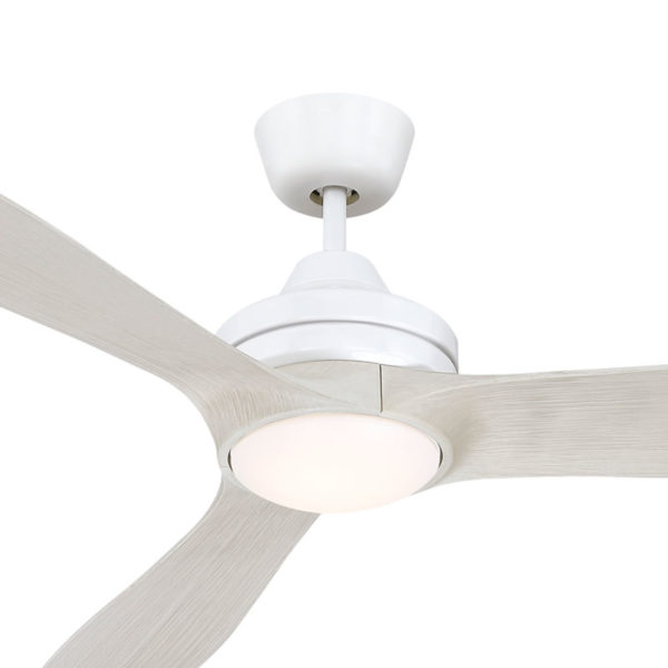 Mercator Lora DC Ceiling Fan with CCT LED Light - White and Light Timber 60"