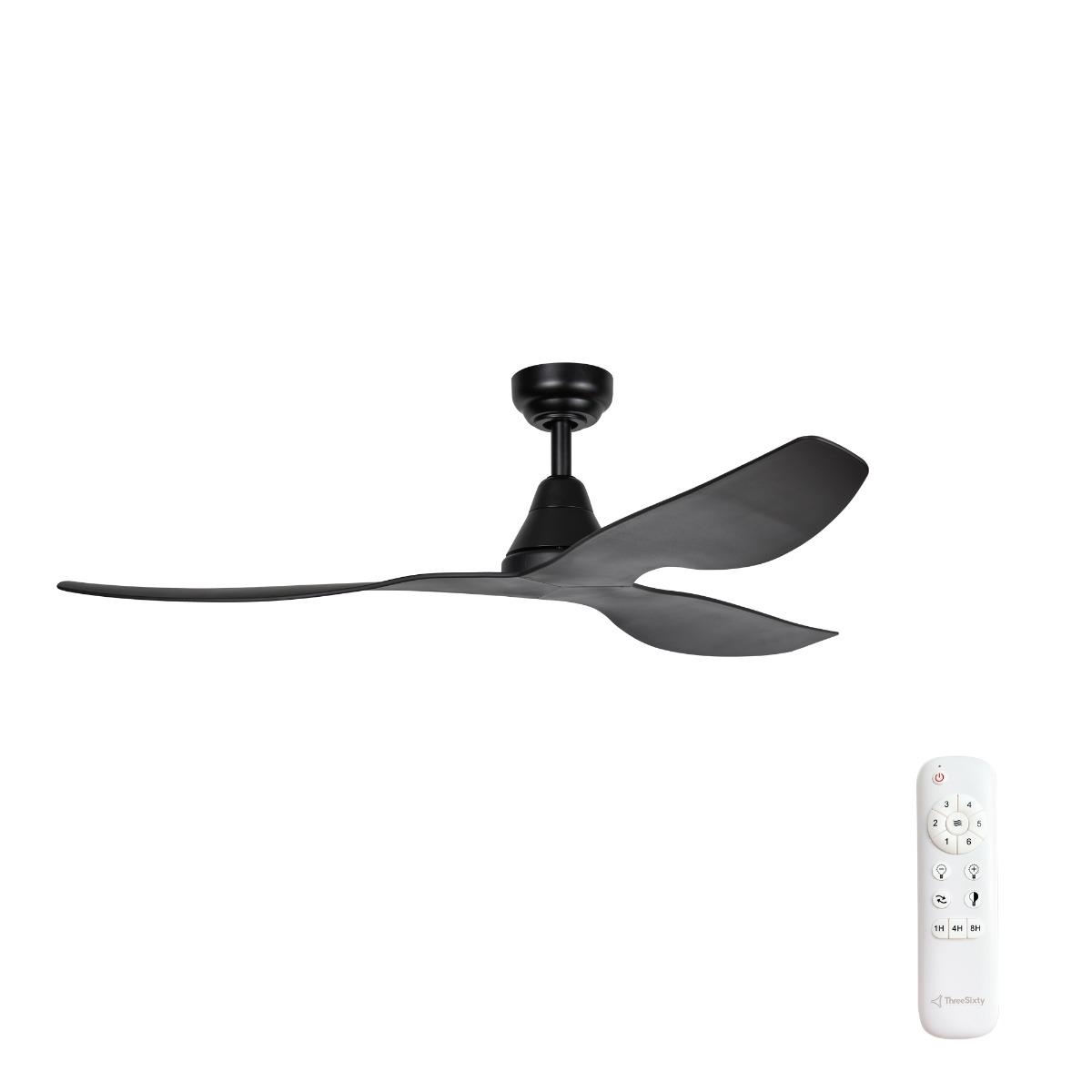 Three Sixty Simplicity DC Ceiling Fan with Remote - Black 52"