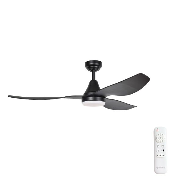 Three Sixty Simplicity DC Ceiling Fan with CCT LED Light - Black 52"