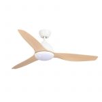Fanco Breeze AC Ceiling Fan with CCT LED Light and Wall Control - White and Beechwood 52"