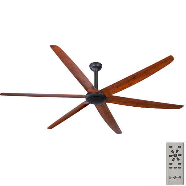 The Big Fan DC Ceiling Fan with Remote - Matte Black and Natural Oak Blades 106" (Remote and Wall Control)