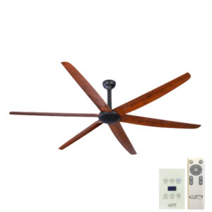 The Big Fan V2 DC Ceiling Fan with Remote - Matte Black and Natural Oak Blades 106" (Remote and Wall Control)