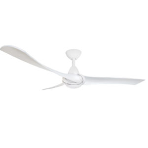 Three Sixty Arumi V2 Ceiling Fan with LED Light - Matte White with White Washed Blades 52"