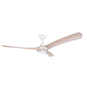 Three Sixty Arumi V2 Ceiling Fan with LED Light - Matte White with Washed Oak Blades 52"