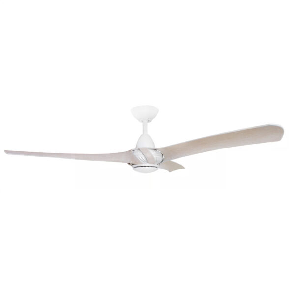 Three Sixty Arumi V2 Ceiling Fan with LED Light - Matte White with Washed Oak Blades 52"