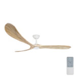 Three Sixty Timbr DC Ceiling Fan with LED Light - Matte White & Weathered Oak 72"