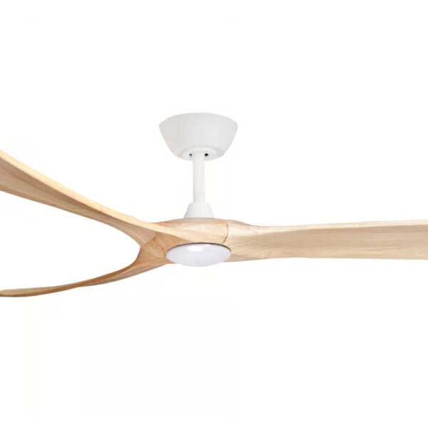Three Sixty Timbr DC Ceiling Fan with LED Light - Matte White & Natural 72"