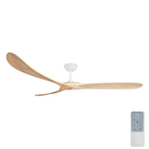 Three Sixty Timbr DC Ceiling Fan with Remote - Matte White & Natural 72"