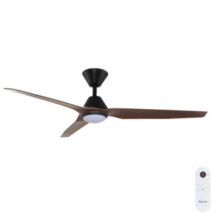 Fanco Infinity-iD DC Ceiling Fan SMART/Remote with Dimmable CCT LED Light - Black with Spotted Gum Blades 54"