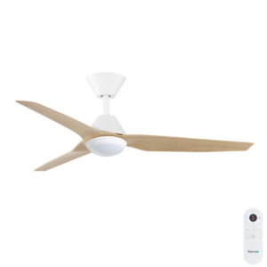 Fanco Infinity-iD DC Ceiling Fan SMART/Remote with Dimmable CCT LED Light - White with Beechwood Blades 48"