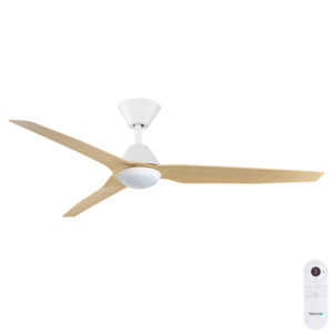 Fanco Infinity-iD DC Ceiling Fan SMART/Remote with Dimmable CCT LED Light - White with Beechwood Blades 54"