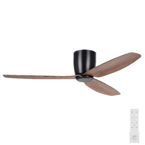 Eglo Seacliff DC Low Profile Ceiling Fan - Black with Light Walnut Blades 52"
