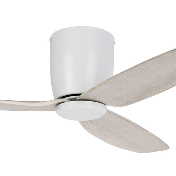 Eglo Seacliff DC Low Profile Ceiling Fan - White with Gessami Oak Blades 52"