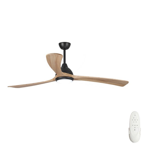 Fanco Sanctuary DC Ceiling Fan with Remote and Dimmable CCT LED - White with Teak Blades 70"