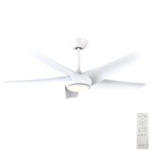Claro Designer 3 or 5 Blade DC Ceiling Fan with Remote and Dimmable CCT LED - White 52"
