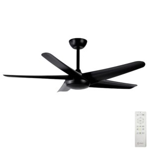 Claro Designer 3 or 5 Blade DC Ceiling Fan with Remote - Black 52"