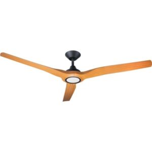Hunter Pacific Radical 3 DC Ceiling Fan with CCT LED Light & Remote - Matte Black with Bamboo Blades 60"