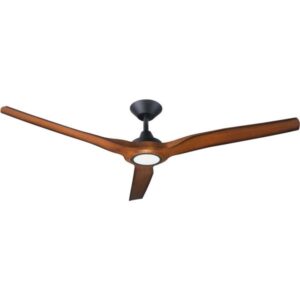 Hunter Pacific Radical 3 DC Ceiling Fan with CCT LED Light & Remote - Matte Black with Koa Blades 60"
