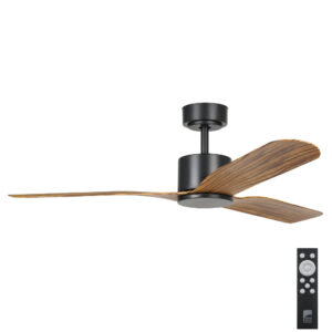 Eglo Iluka DC Ceiling Fan with Remote - Black with Timber Blades 52"