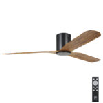 Eglo Iluka DC Low Profile Ceiling Fan - Black with Timber Look Blades 60"