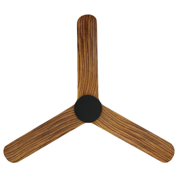 Eglo Iluka DC Low Profile Ceiling Fan with Dimmable CCT LED Light - Black with Timber Look Blades 52"