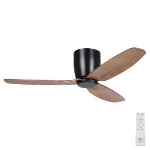 Eglo Seacliff DC Low Profile Ceiling Fan - Black with Light Walnut Blades 44"