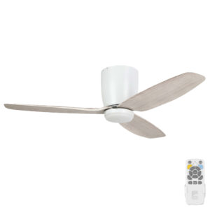 Eglo Seacliff DC Low Profile Ceiling Fan with Dimmable CCT LED Light - White with Gessami Oak Blades 44"