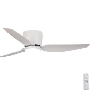 Claro Whisper Low Profile DC Ceiling Fan with LED Light - White 44"