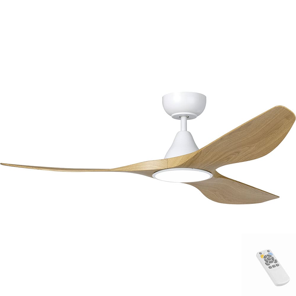 Eglo Surf 122cm (48") Ceiling Fan with LED Light. White with Oak