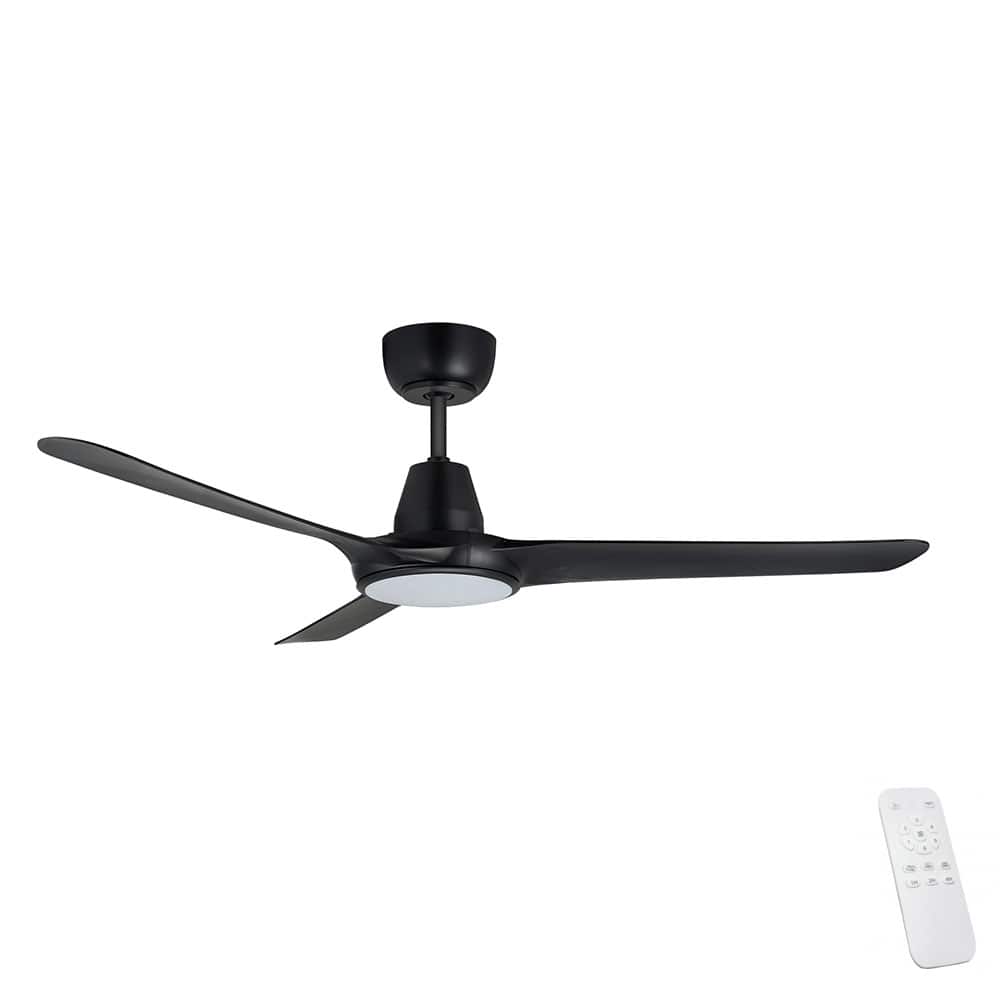 Ventair Spyda EC Ceiling Fan with LED Light Black 50"