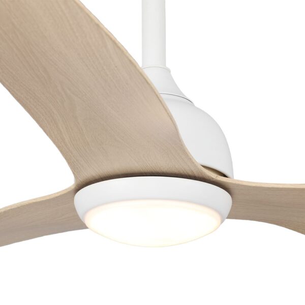 Claro Whisper DC Ceiling Fan with Dimmable CCT LED Light - White with Light Oak Blades 48"