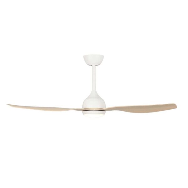 Claro Whisper DC Ceiling Fan with Dimmable CCT LED Light - White with Light Oak Blades 48"