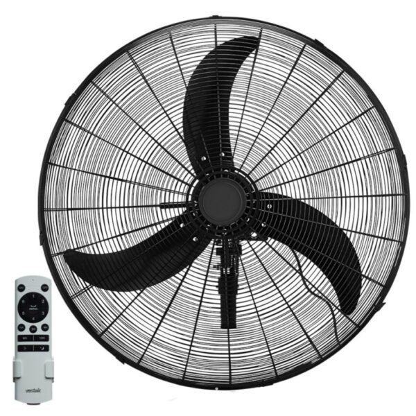 Ventair Wall 30" Commercial Wall Fan with Remote - Black