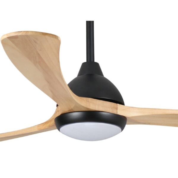 Fanco Sanctuary DC Ceiling Fan with LED Light - Black with Natural Blades 52"