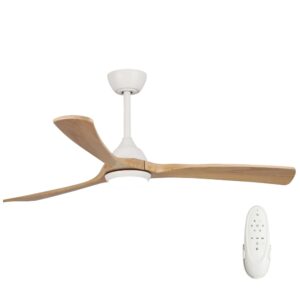 Fanco Sanctuary DC Ceiling Fan with LED Light - White with Natural Blades 52"