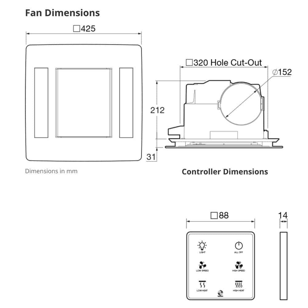 Fantech Response Radiance 3 in 1 Exhaust Fan with LED Light White