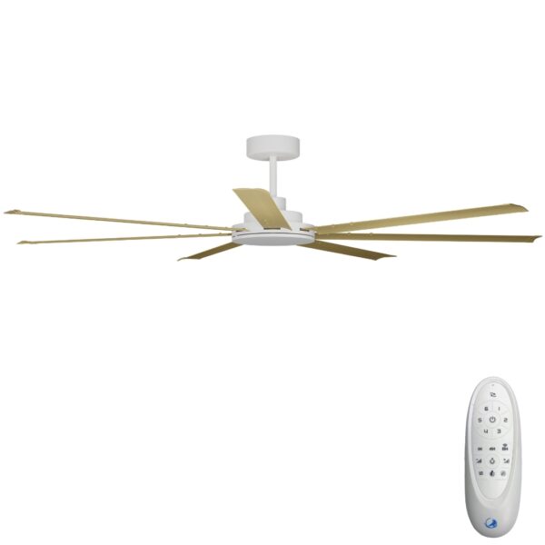 Calibo Alula DC Ceiling Fan - White with Bamboo Blades 80"